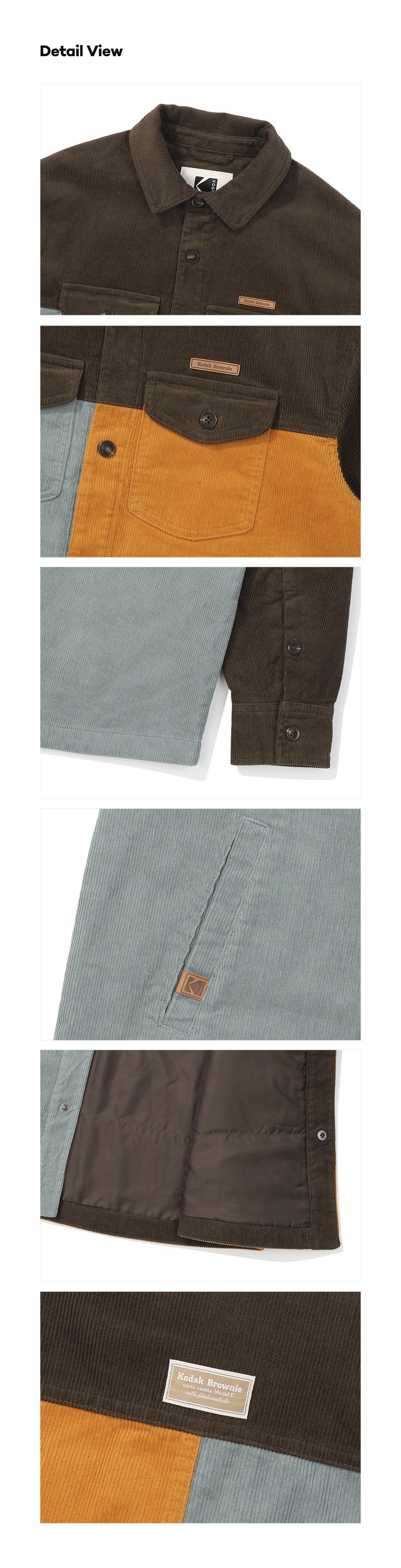 ブラウニーカラーブロックパディングシャケット【チャコール】