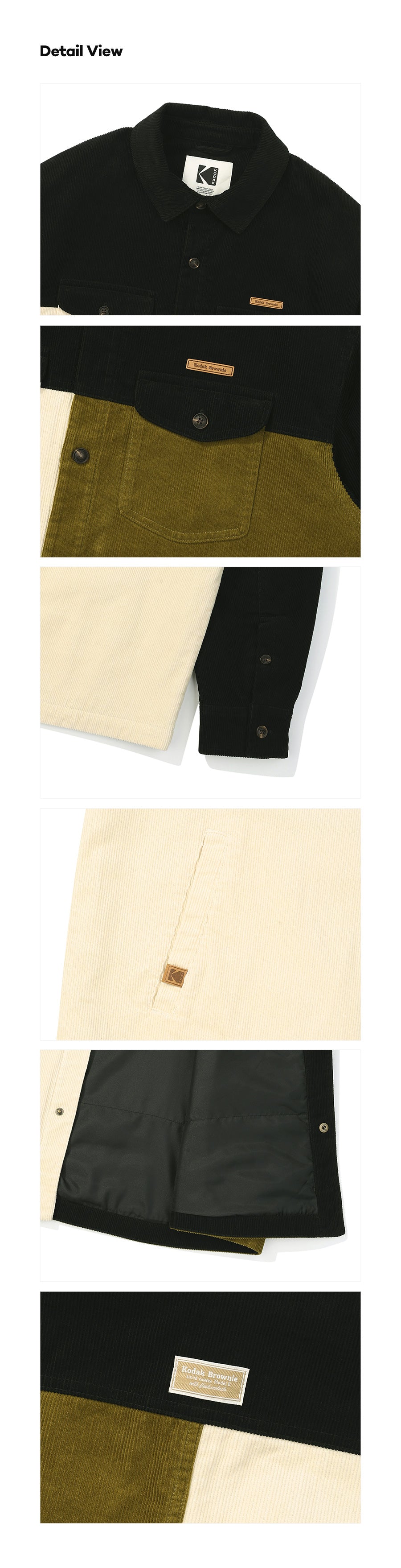 ブラウニーカラーブロックパディングシャケット【チャコール】