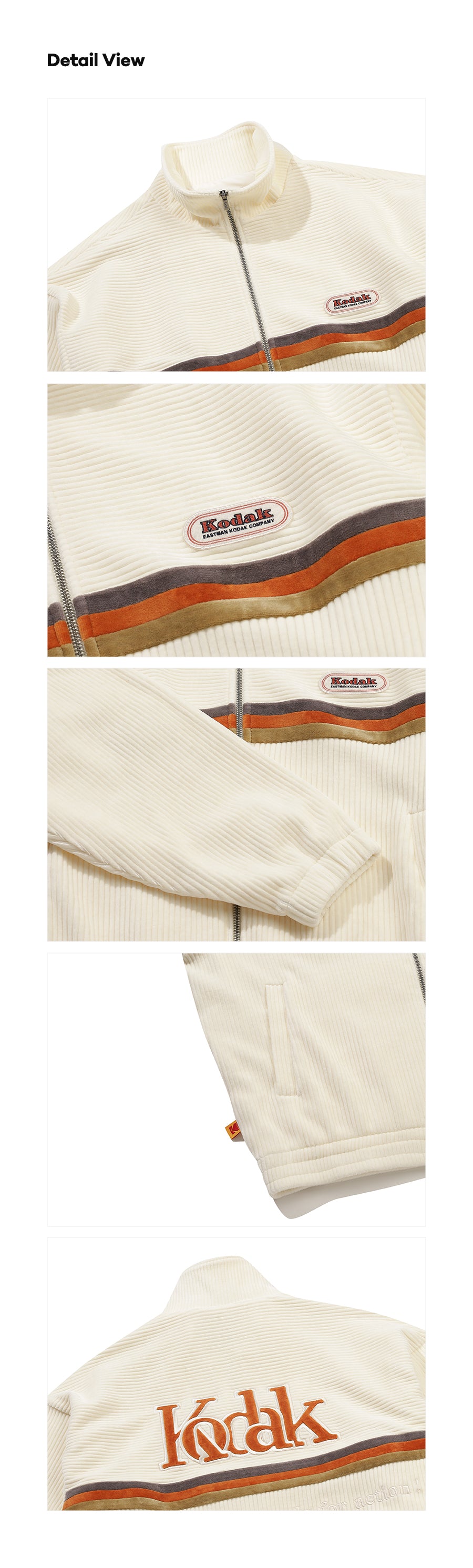 シネコダックベルベットコーデュロイジップアップ【アイボリー】