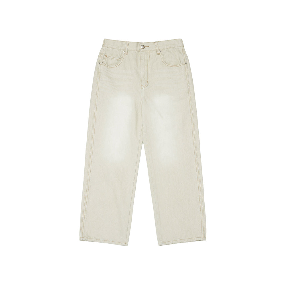 カラーデニムストレートパンツ【アイボリー】
