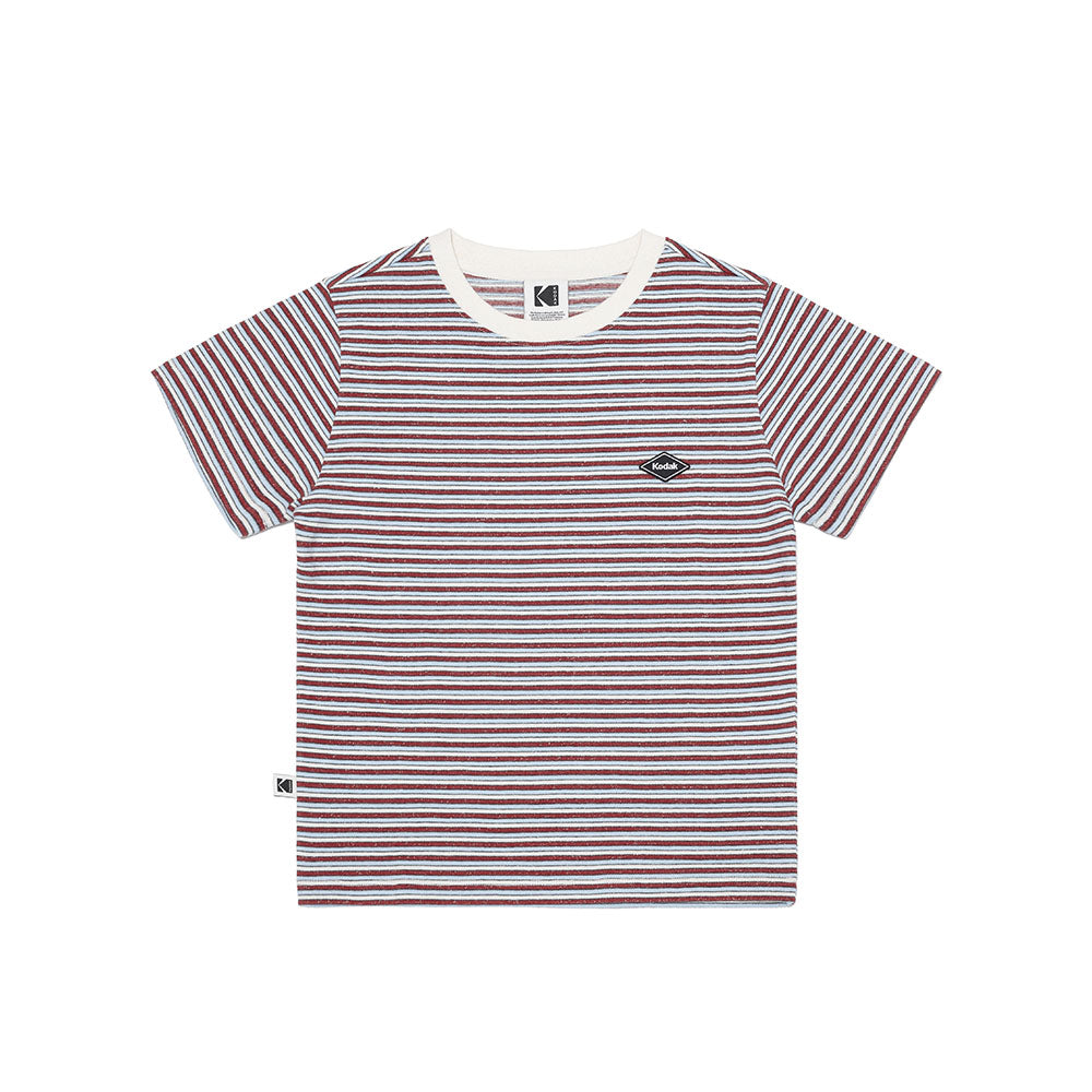 (Women) レインボーストライプ半袖Tシャツ【レッド】