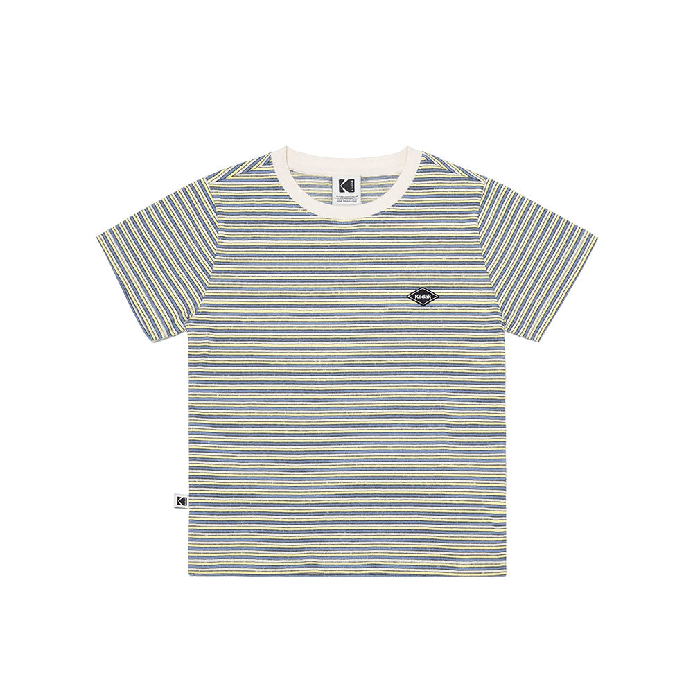 (Women) レインボーストライプ半袖Tシャツ【イエロー】