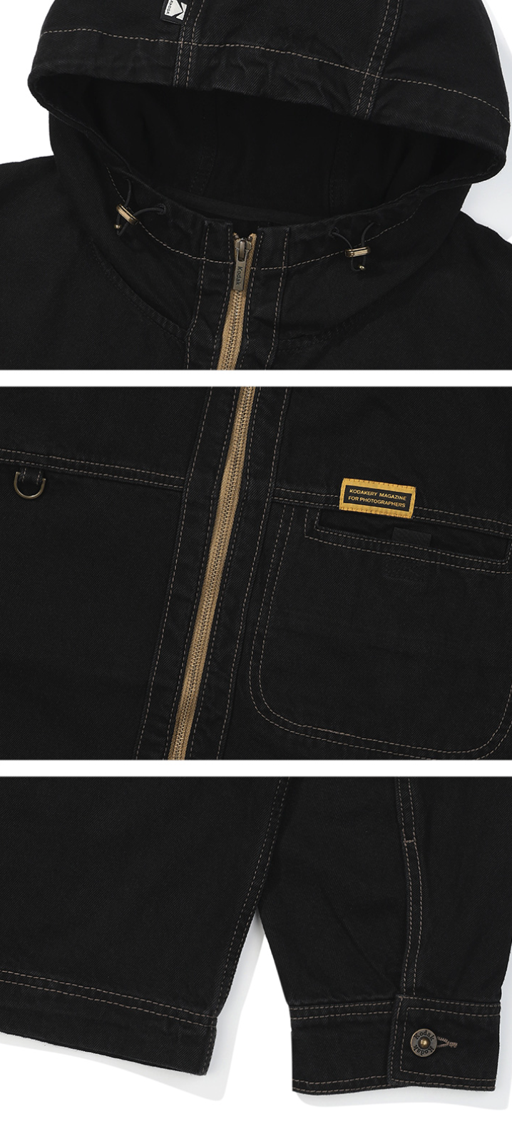 コダカリーデニムフーディジャケット【ブラック】