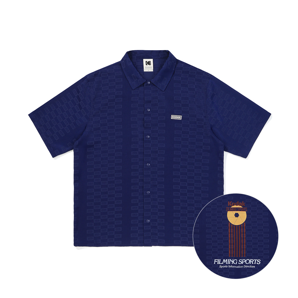 フラッシュパターンジャカードショートスリーブ シャツ【ネイビー】