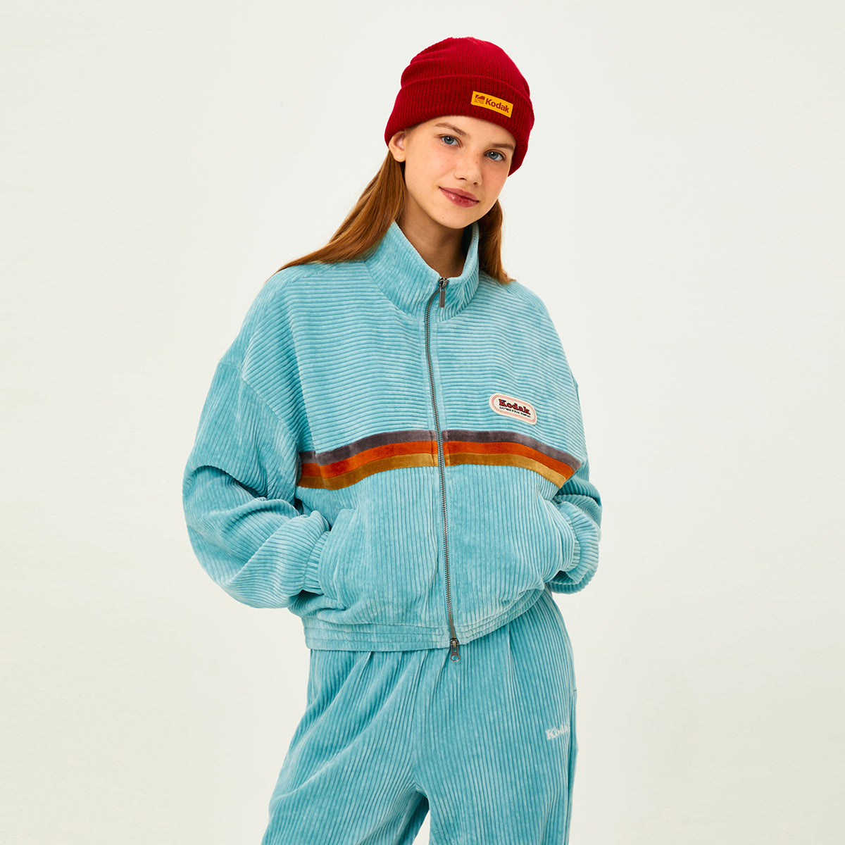 (Women) シネコダックベルベットコーデュロイジップアップ【ブラック】