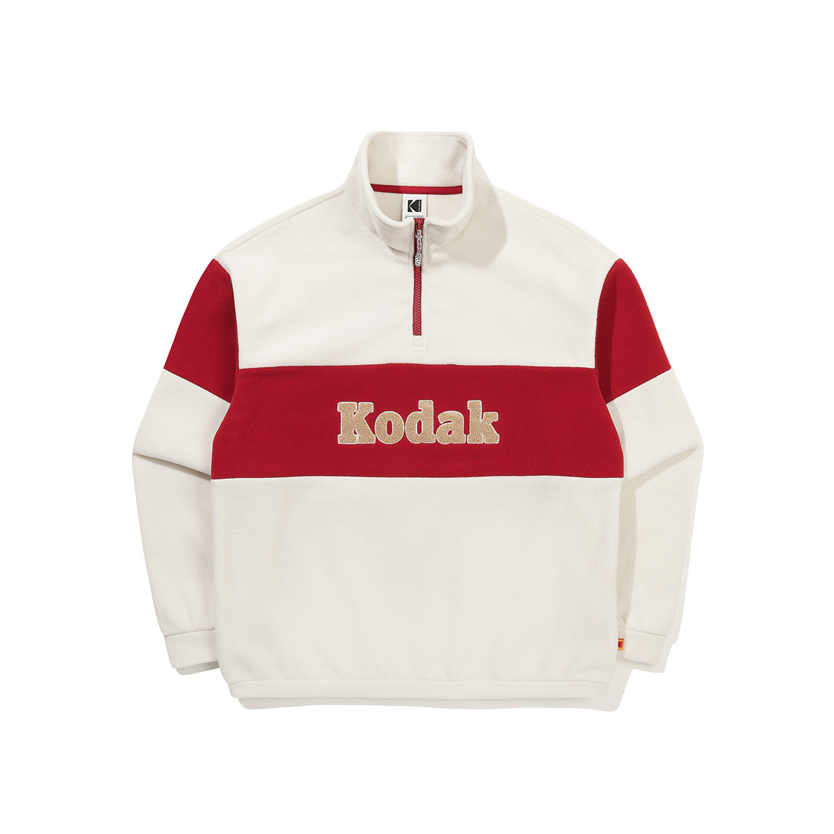 エッセンシャルカラーブロックマイクロフリースハーフジップ【アイボリー】