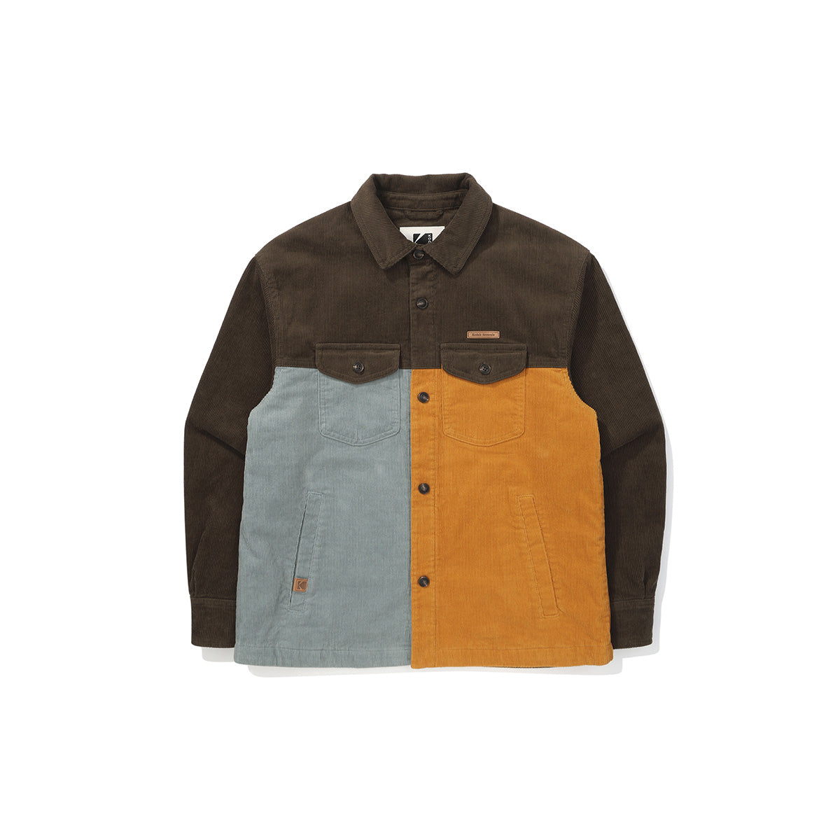 ブラウニーカラーブロックパディングシャケット【ブラウン】