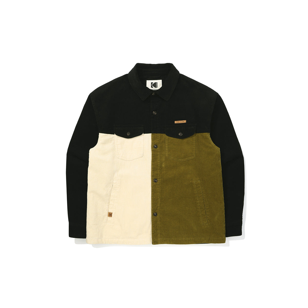 ブラウニーカラーブロックパディングシャケット【チャコール】