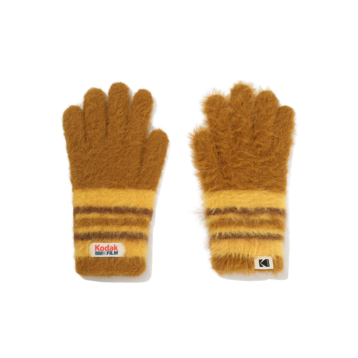 ヘアリーカラーストライプグローブ【イエロー】