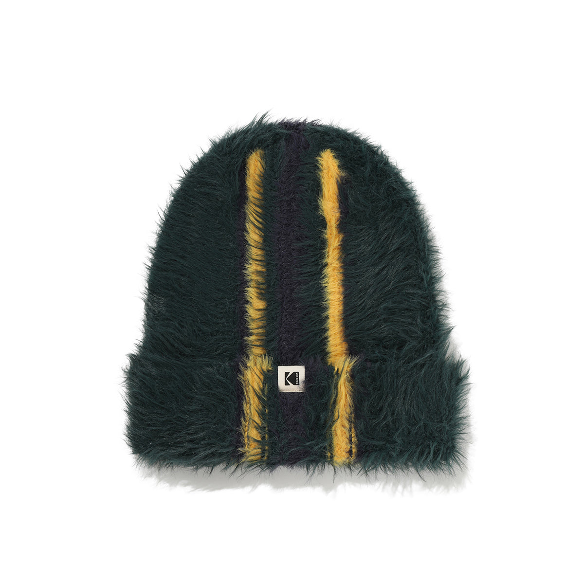 ヘアリーカラーストライプビーニー【グリーン】