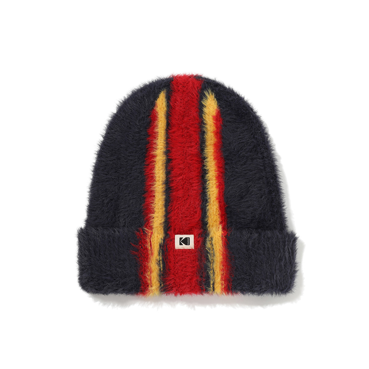 ヘアリーカラーストライプビーニー【ネイビー】