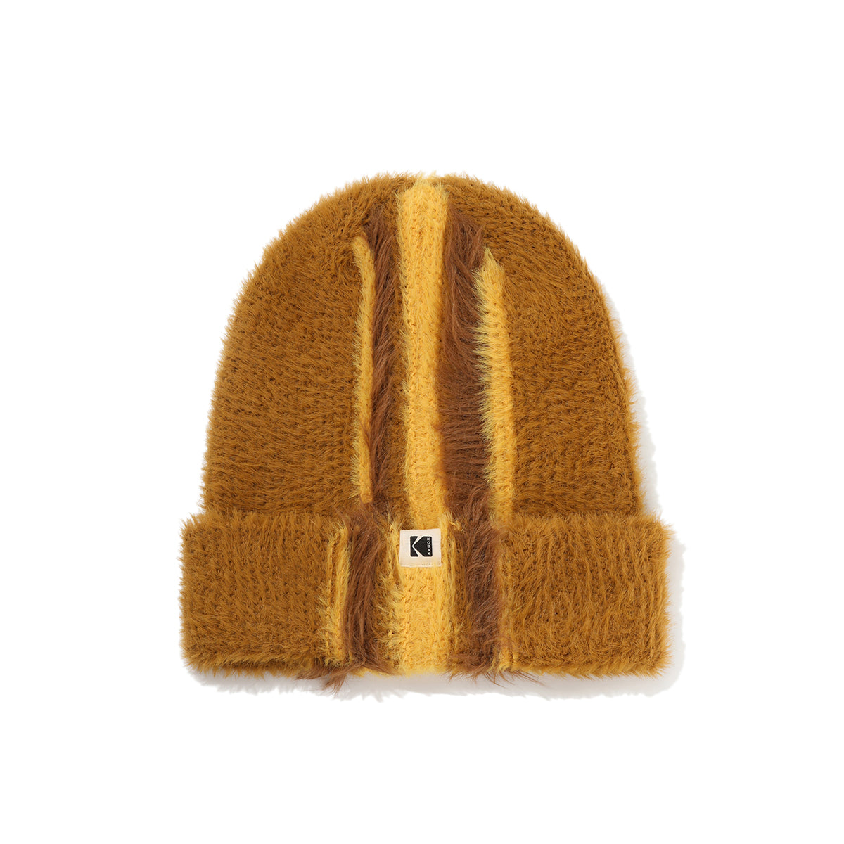 ヘアリーカラーストライプビーニー【イエロー】