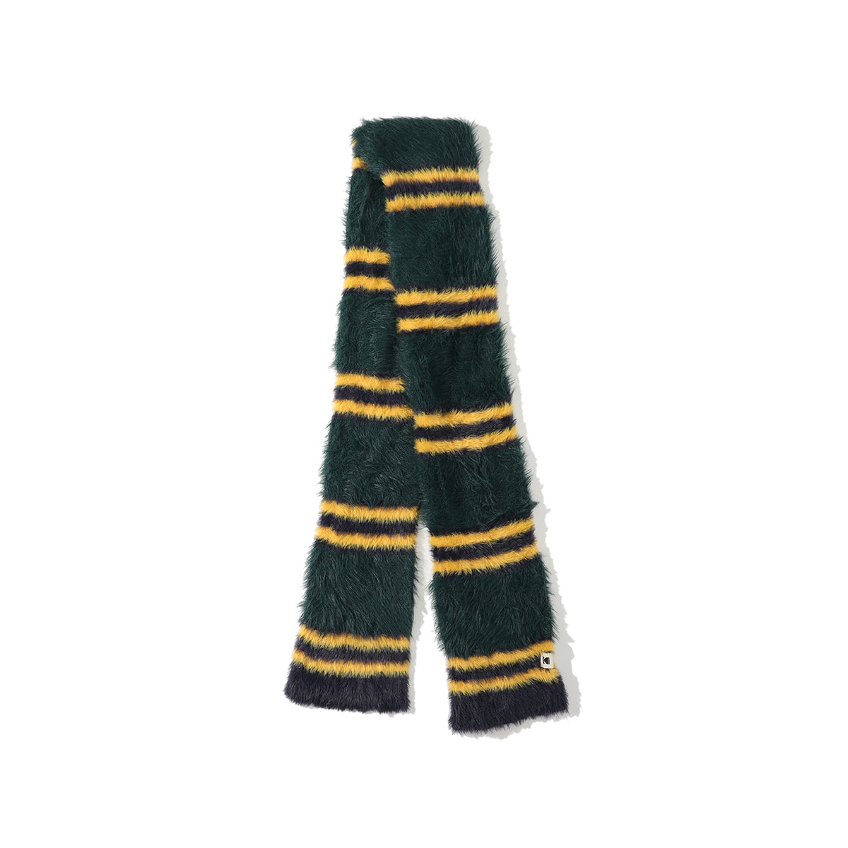 ヘアリーカラーストライプマフラー【グリーン】