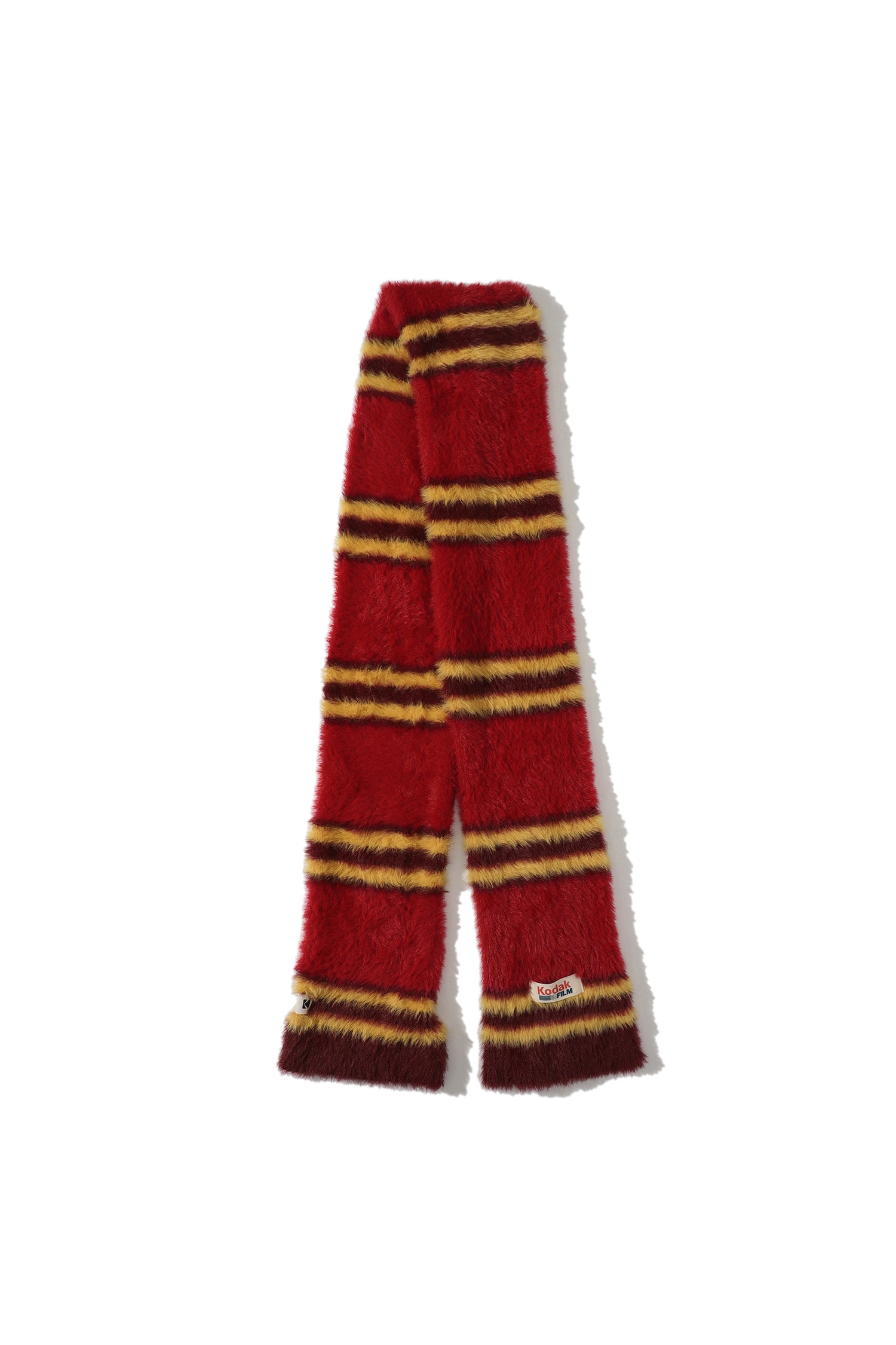 ヘアリーカラーストライプマフラー【グリーン】