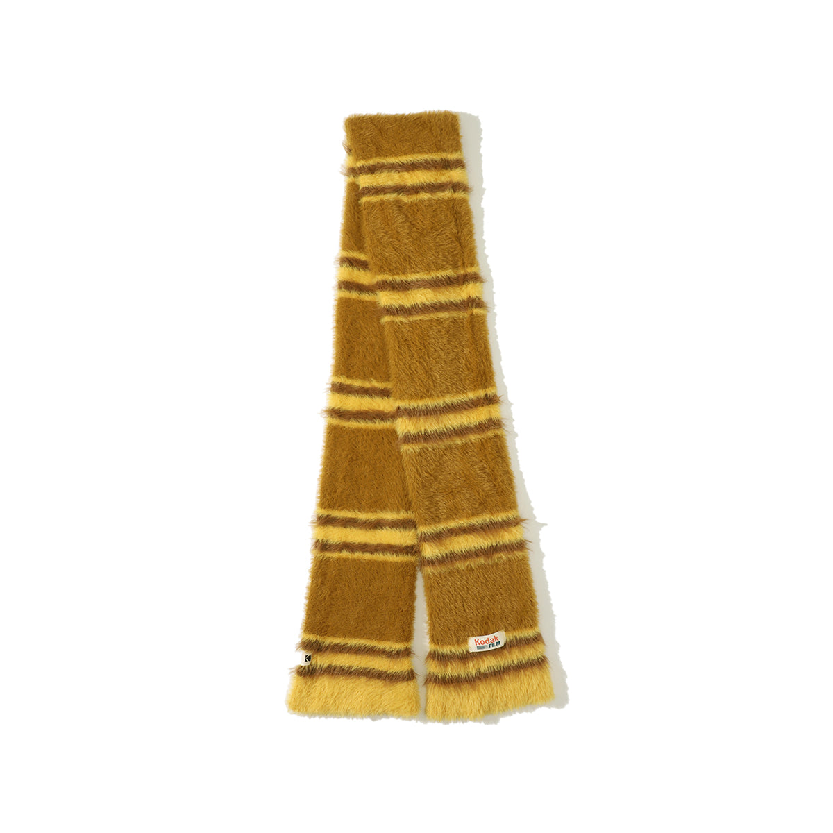 ヘアリーカラーストライプマフラー【イエロー】