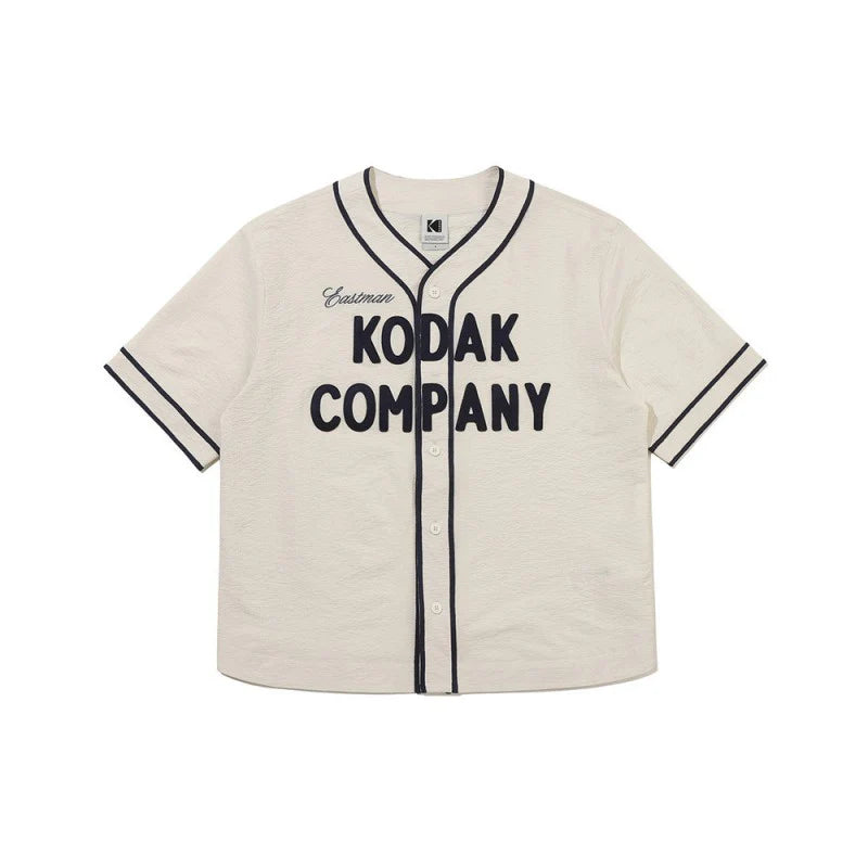 KODAKカンパニー シアサッカーベースボールシャツ【アイボリー】