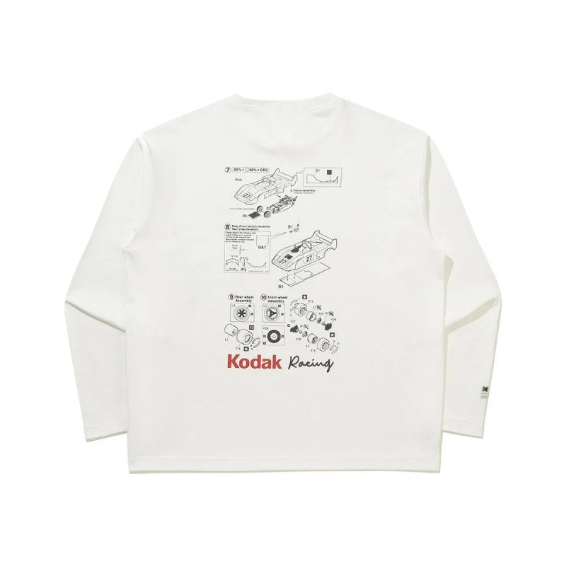 レーシングエンジニアリンググラフィックロングスリーブTシャツ【ブラック】