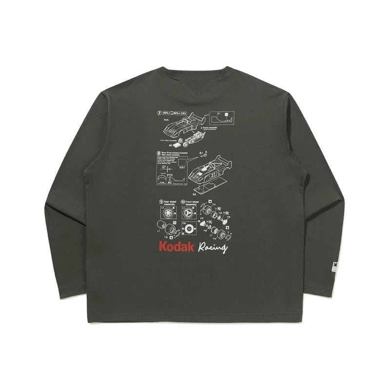 レーシングエンジニアリンググラフィックロングスリーブTシャツ【ブラック】