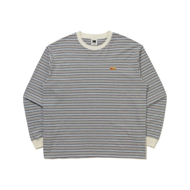 カララマストライプロングスリーブTシャツ【ブラウン】