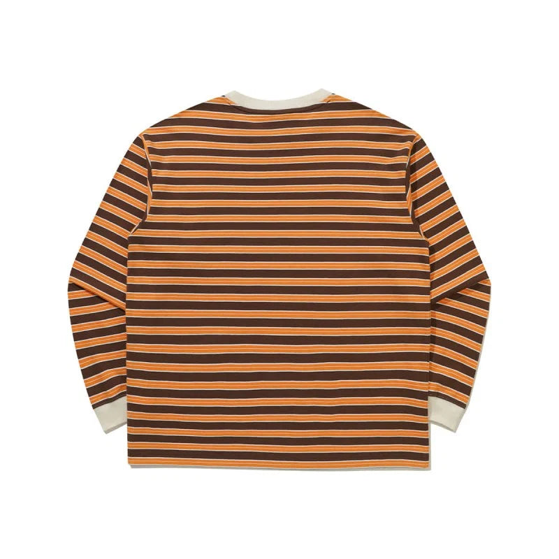 カララマストライプロングスリーブTシャツ【ブラウン】