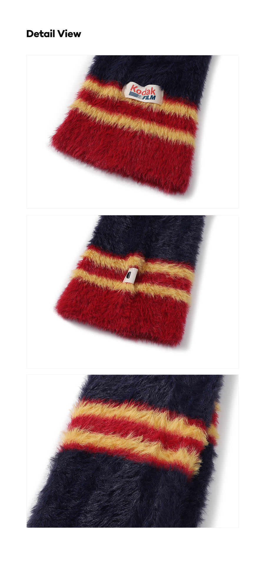 ヘアリーカラーストライプマフラー【イエロー】