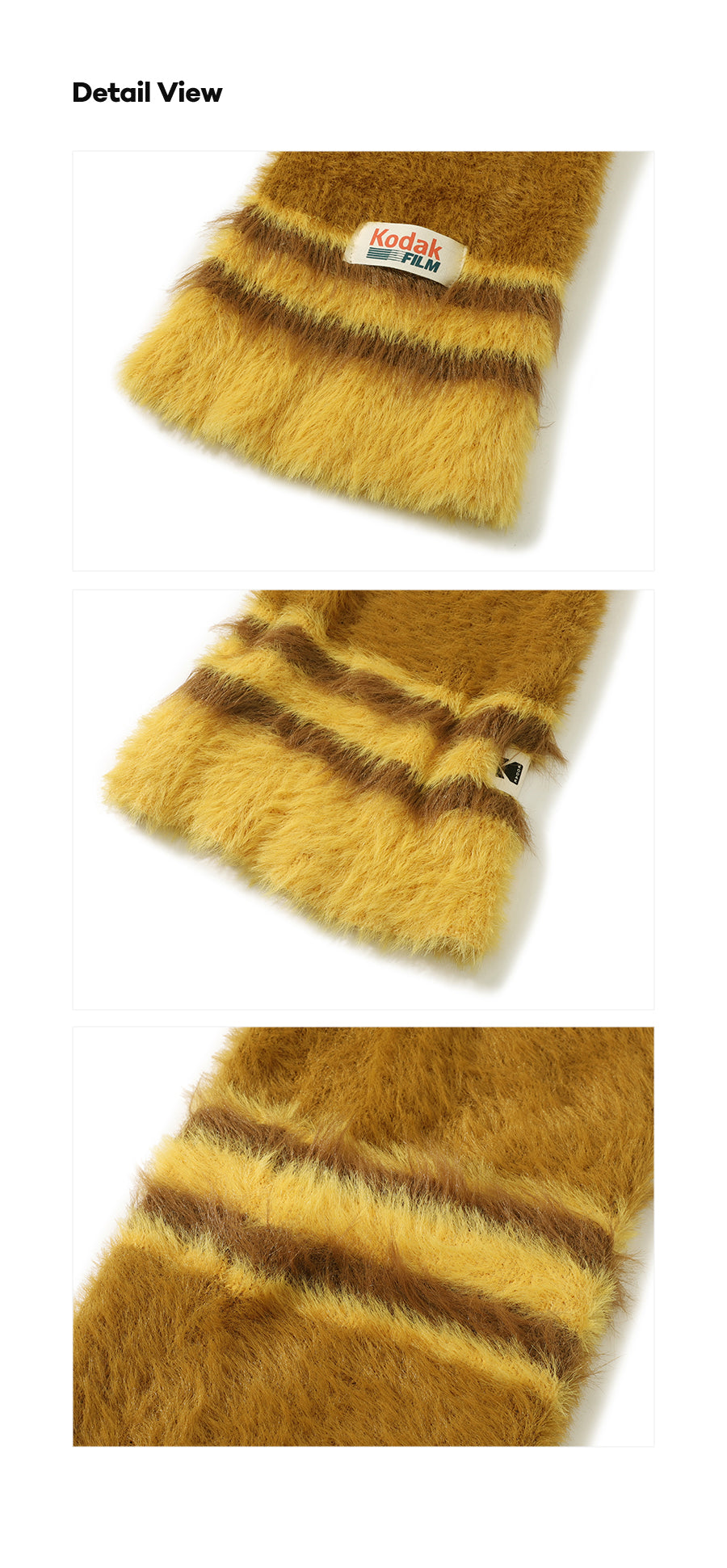 ヘアリーカラーストライプマフラー【イエロー】