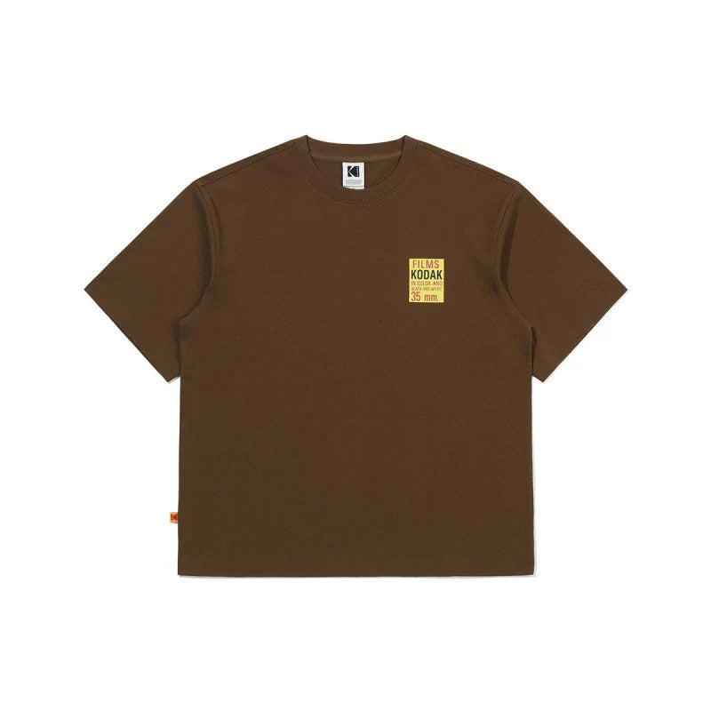 フィルムバックグラフィックコットン半袖Tシャツ【ブラウン】