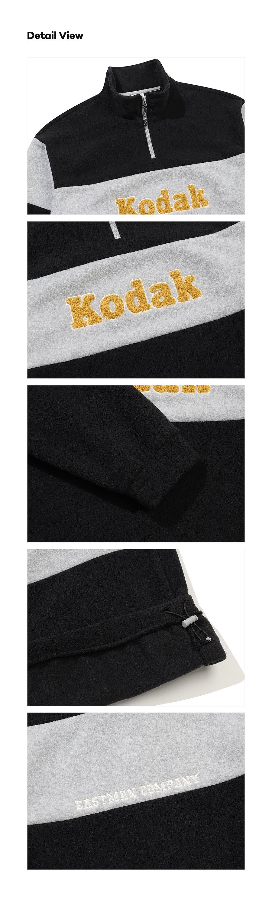 エッセンシャルカラーブロックマイクロフリースハーフジップ【ブラック】