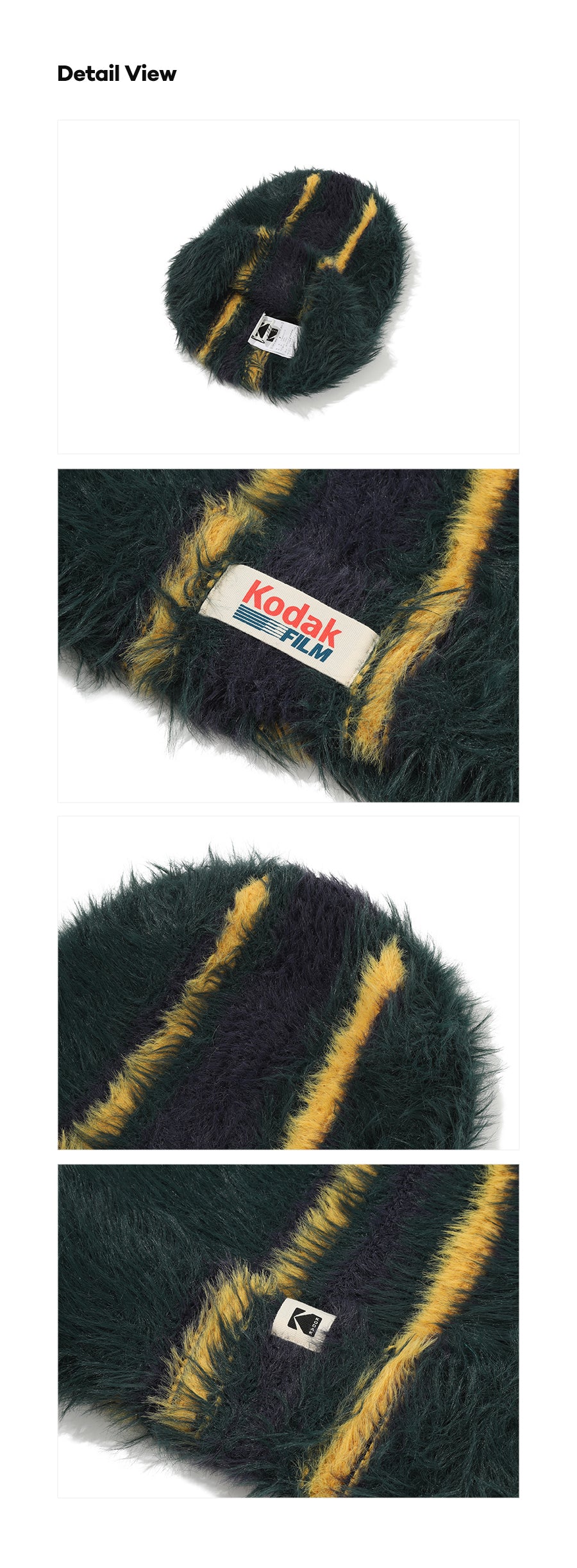 ヘアリーカラーストライプビーニー【イエロー】