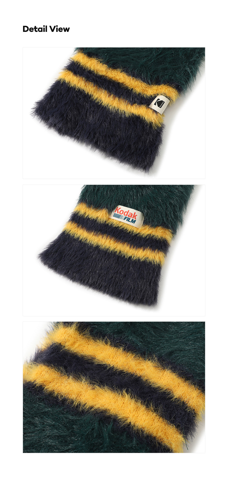 ヘアリーカラーストライプマフラー【イエロー】