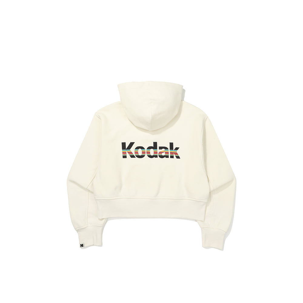 (Women)レインボーロゴクロップフーディ【アイボリー】