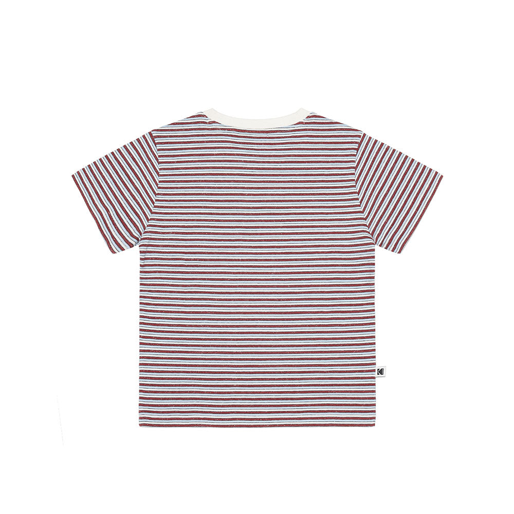 (Women) レインボーストライプ半袖Tシャツ【レッド】