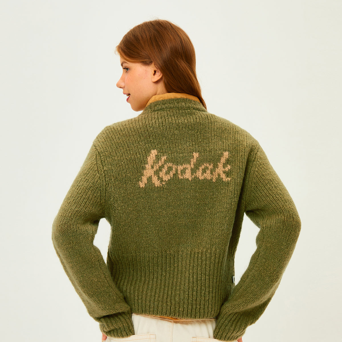 (Women) ソフトウールニットジャカードカーディガン【オレンジ】