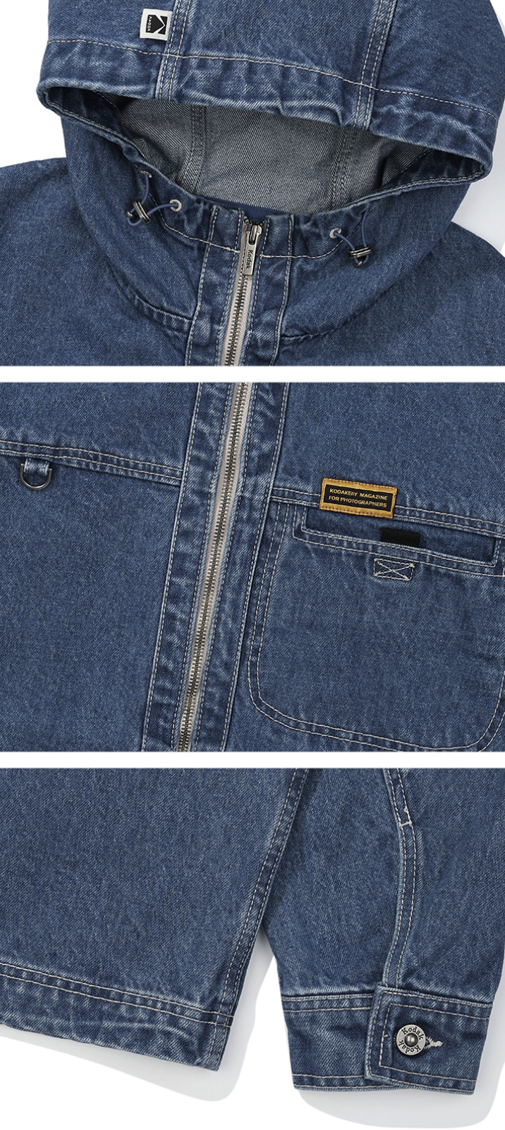 コダカリーデニムフーディジャケット【ブルー】