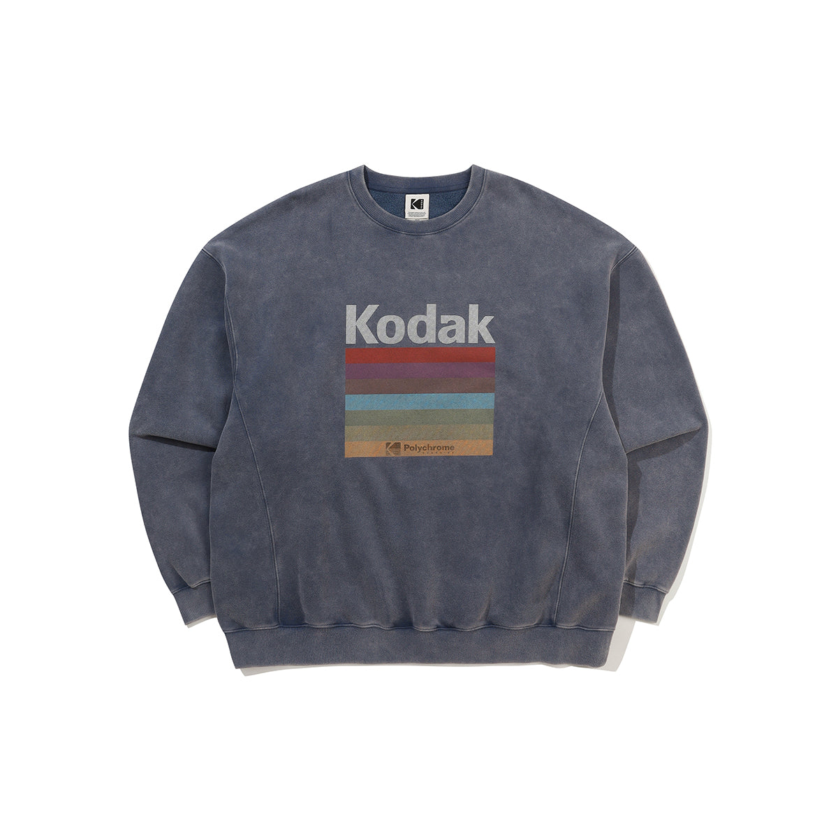 レインボースノーウォッシングブラッシュドスウェット【ネイビー】