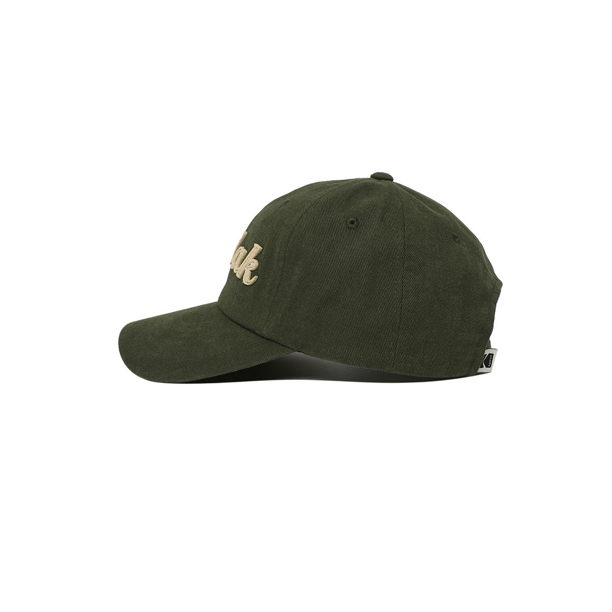 オーバーフィットピーチタッチレタリングボールキャップ【カーキ】