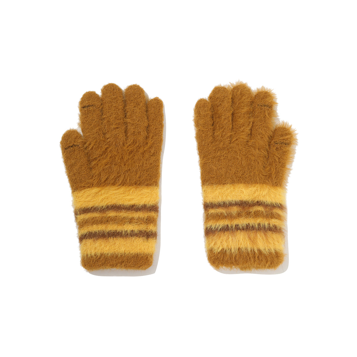 ヘアリーカラーストライプグローブ【イエロー】