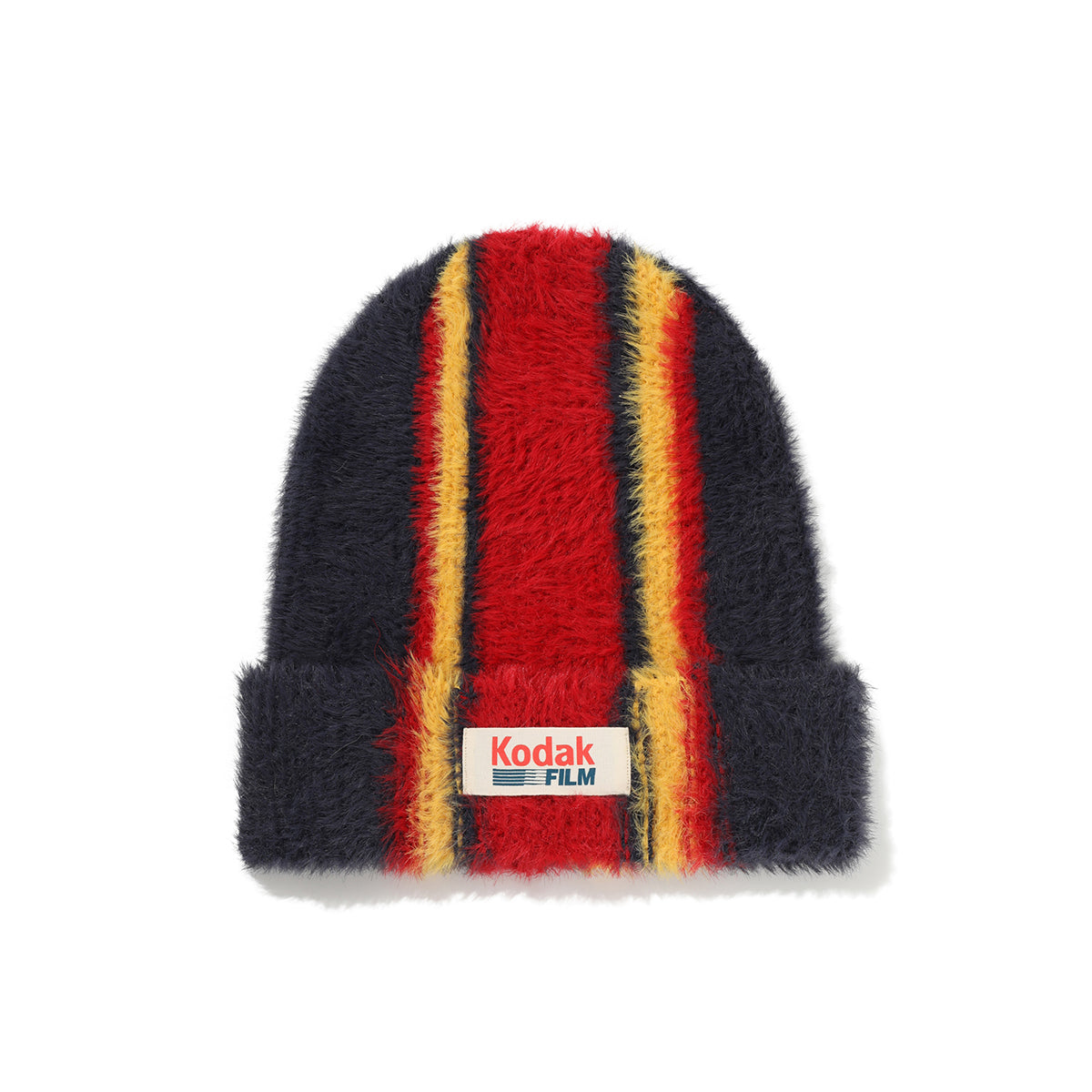 ヘアリーカラーストライプビーニー【ネイビー】