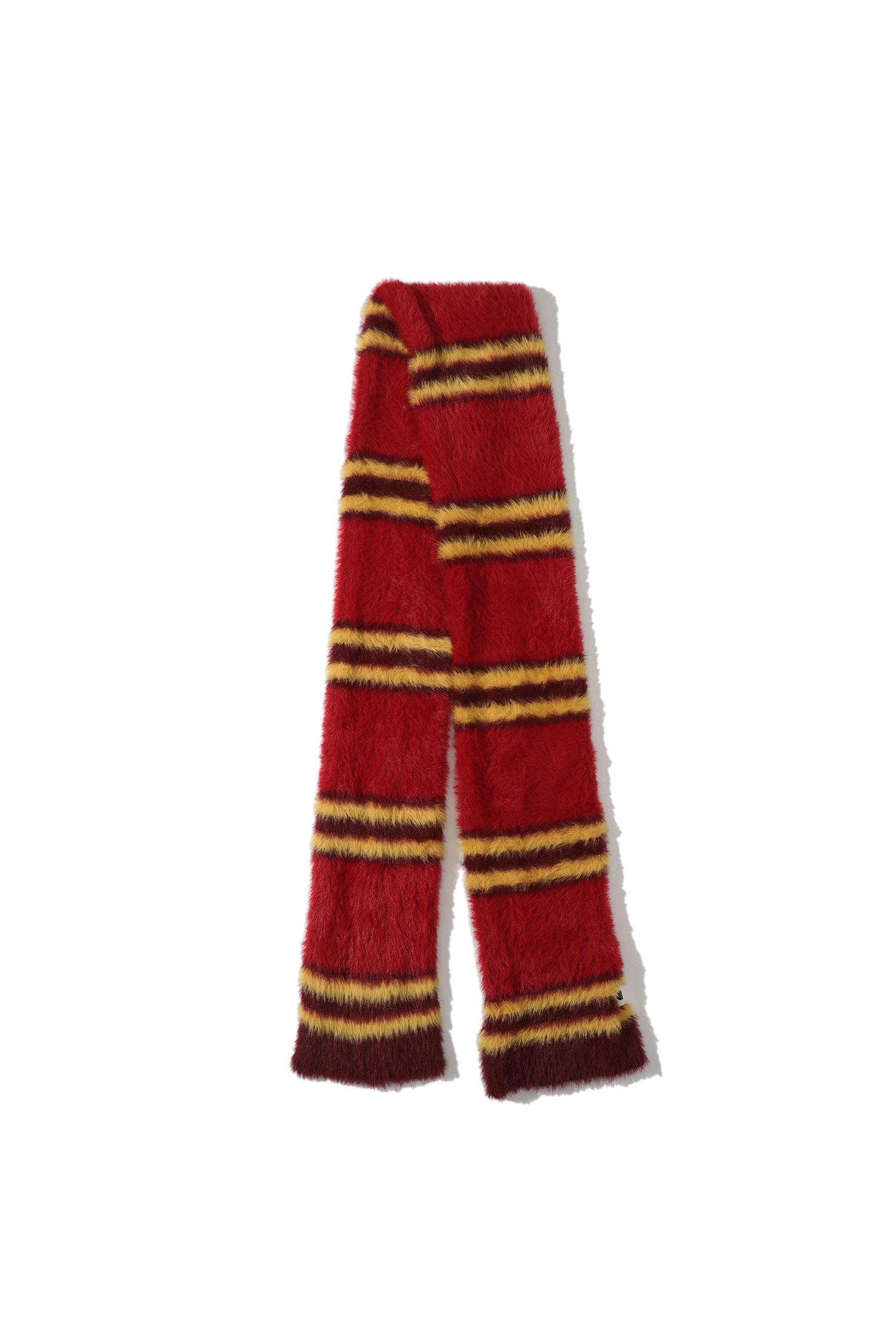 ヘアリーカラーストライプマフラー【レッド】