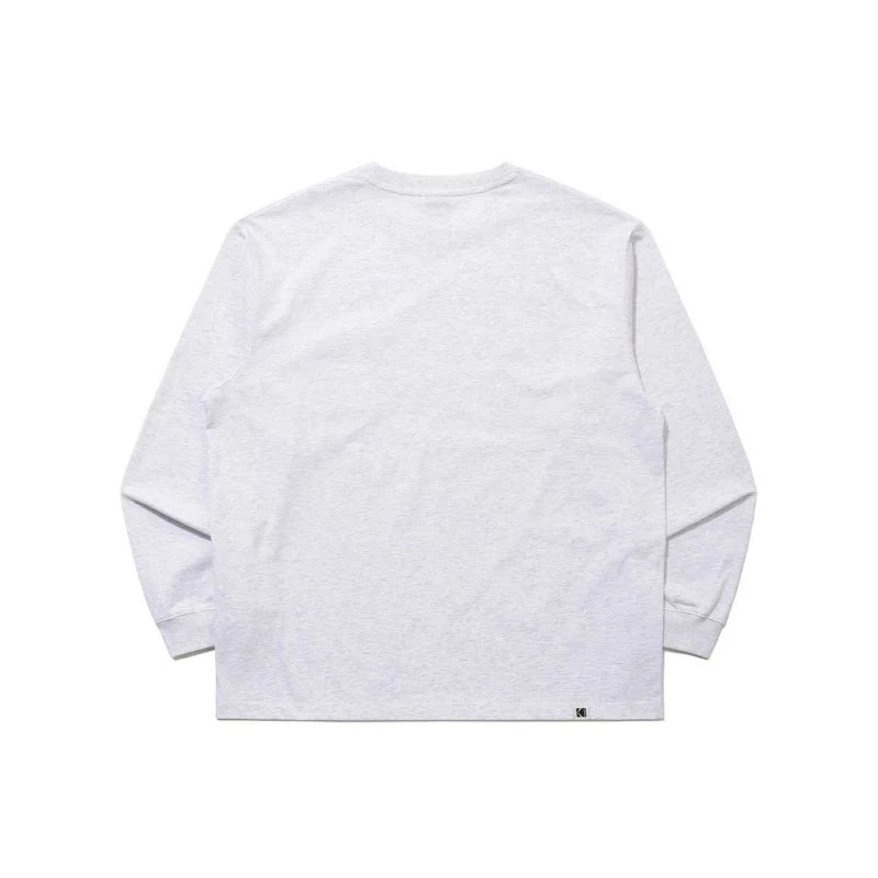 エッセンシャルポケットロングスリーブTシャツ【ホワイトメランジグレー】