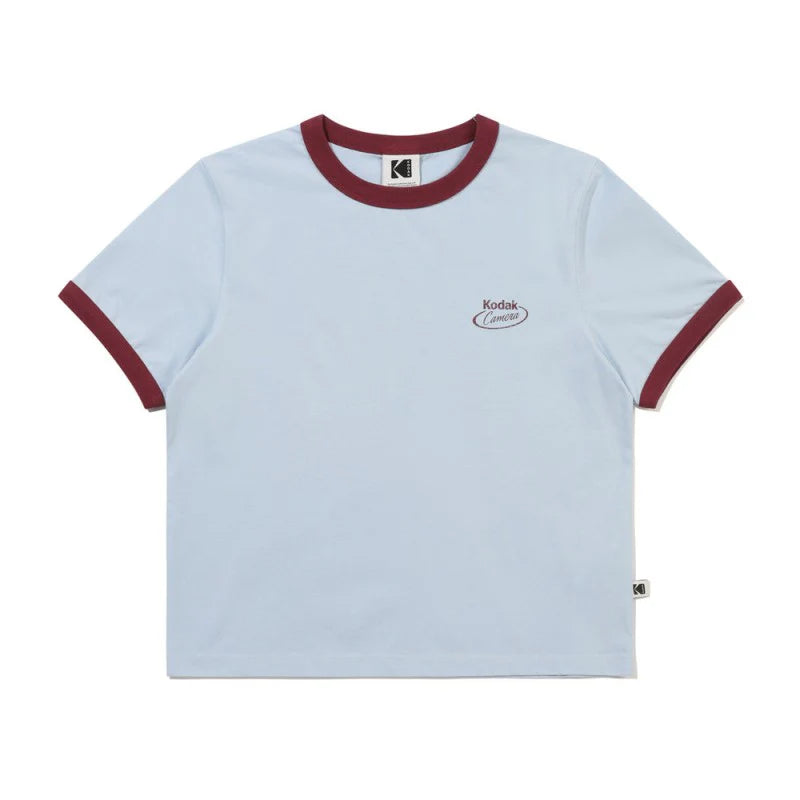 (WOMEN) リンガーショートスリーブTシャツ【スカイブルー】