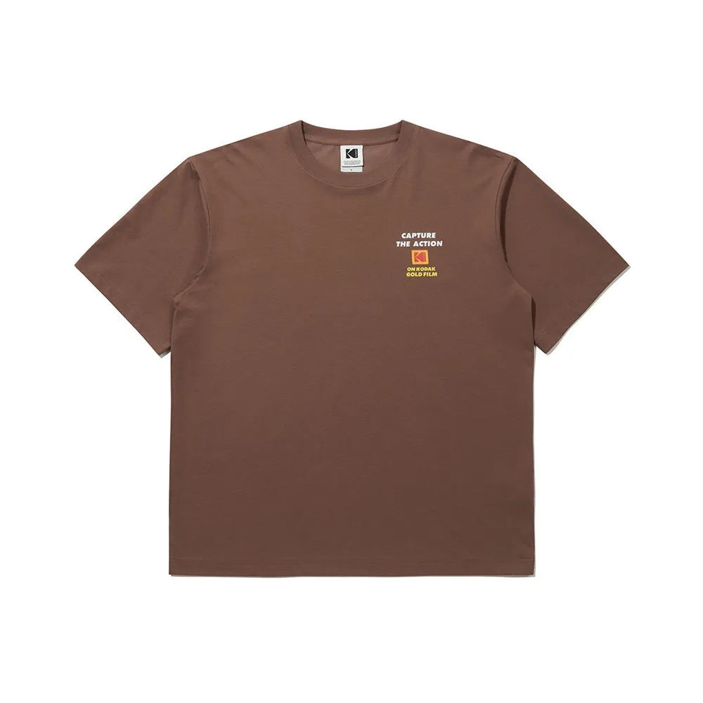 カラープラスグラフィック半袖Tシャツ【ブラウン】