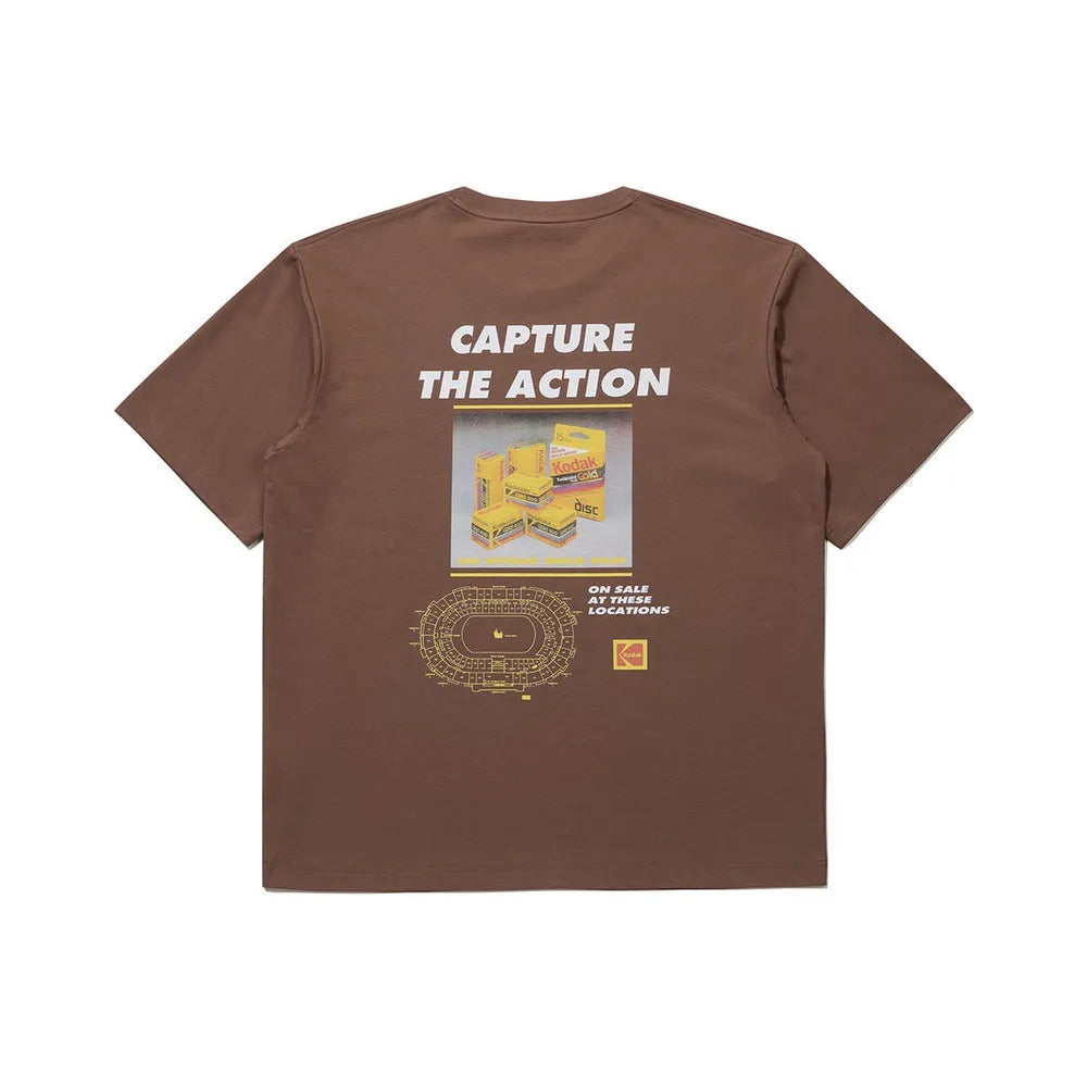 カラープラスグラフィック半袖Tシャツ【ブラウン】