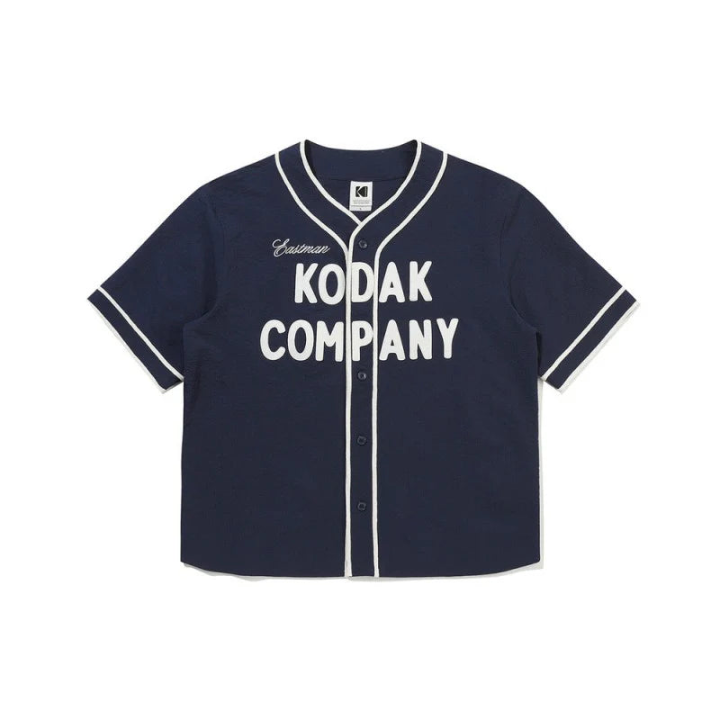 KODAKカンパニー シアサッカーベースボールシャツ【ネイビー】