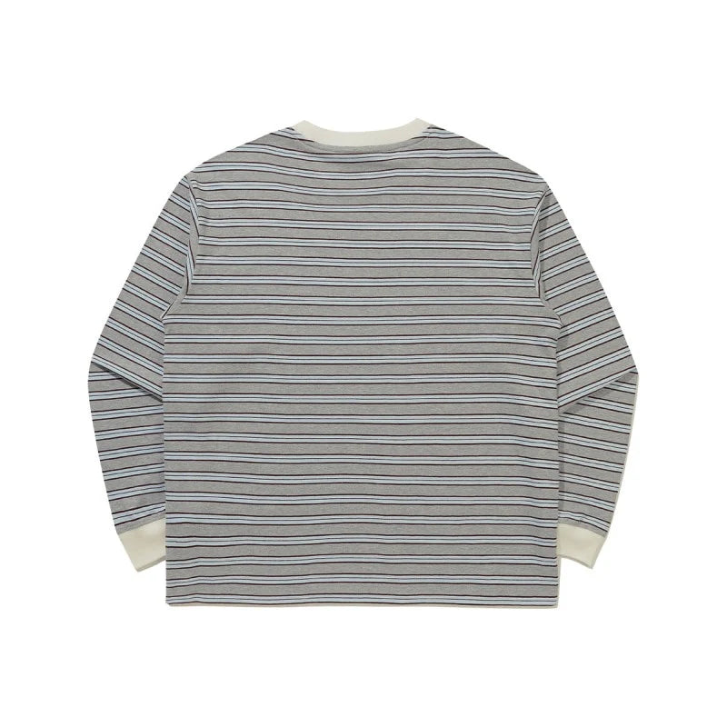 カララマストライプロングスリーブTシャツ【ブラウン】