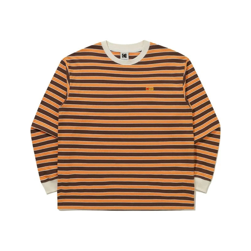 カララマストライプロングスリーブTシャツ【ブラウン】