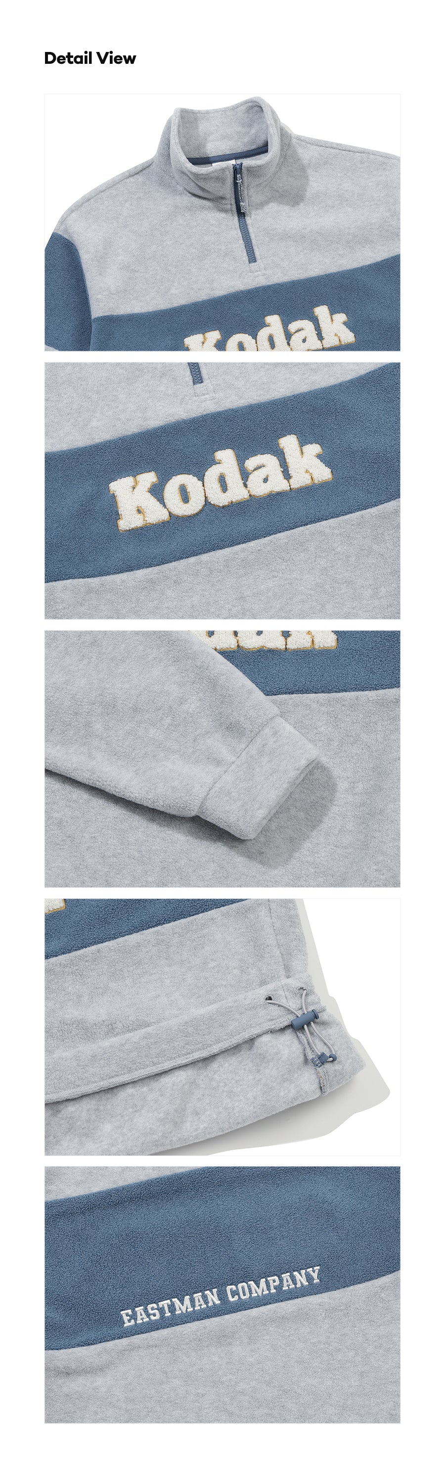 エッセンシャルカラーブロックマイクロフリースハーフジップ【ブラック】