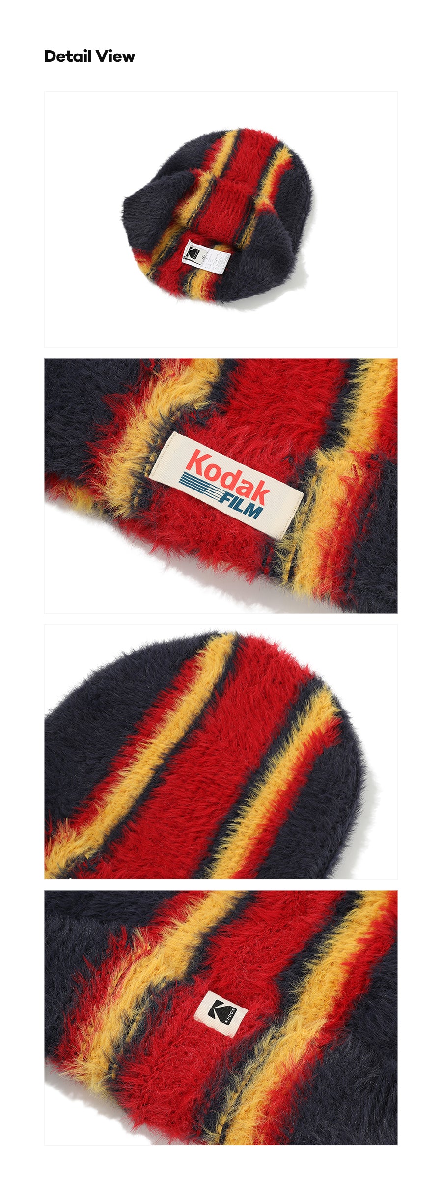 ヘアリーカラーストライプビーニー【イエロー】