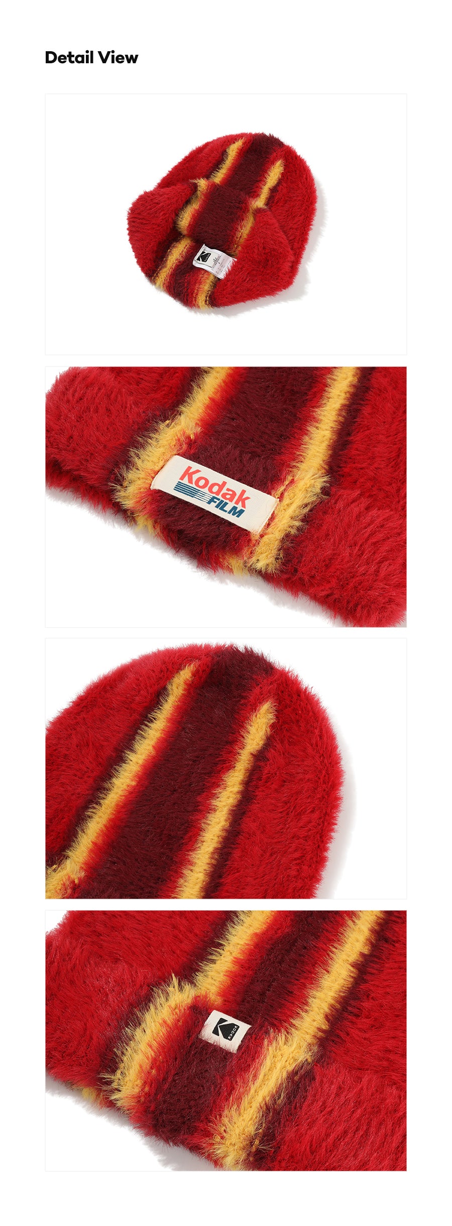 ヘアリーカラーストライプビーニー【イエロー】