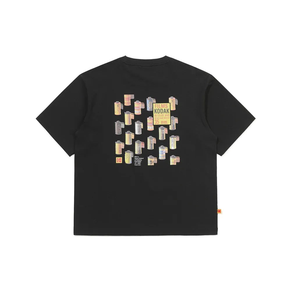 フィルムバックグラフィックコットン半袖Tシャツ【ブラック】